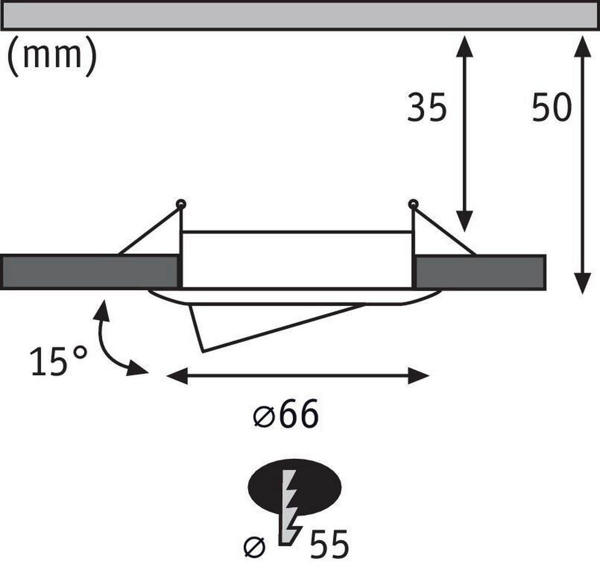 Einbauspot Ø 6,6 Cm Alufarben 3 Teilig Kippbar - Alufarben, Design, Metall (6,6cm) - Paulmann