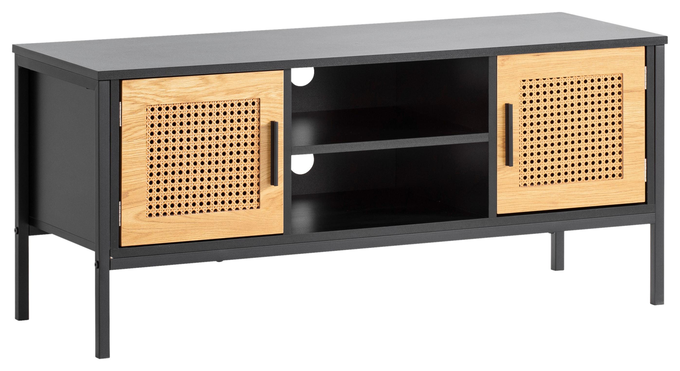 TV-Lowboard Rivoli B: 110 cm Schwarz - Schwarz/Braun, KONVENTIONELL, Holzwerkstoff (110/48/40cm) - Livetastic