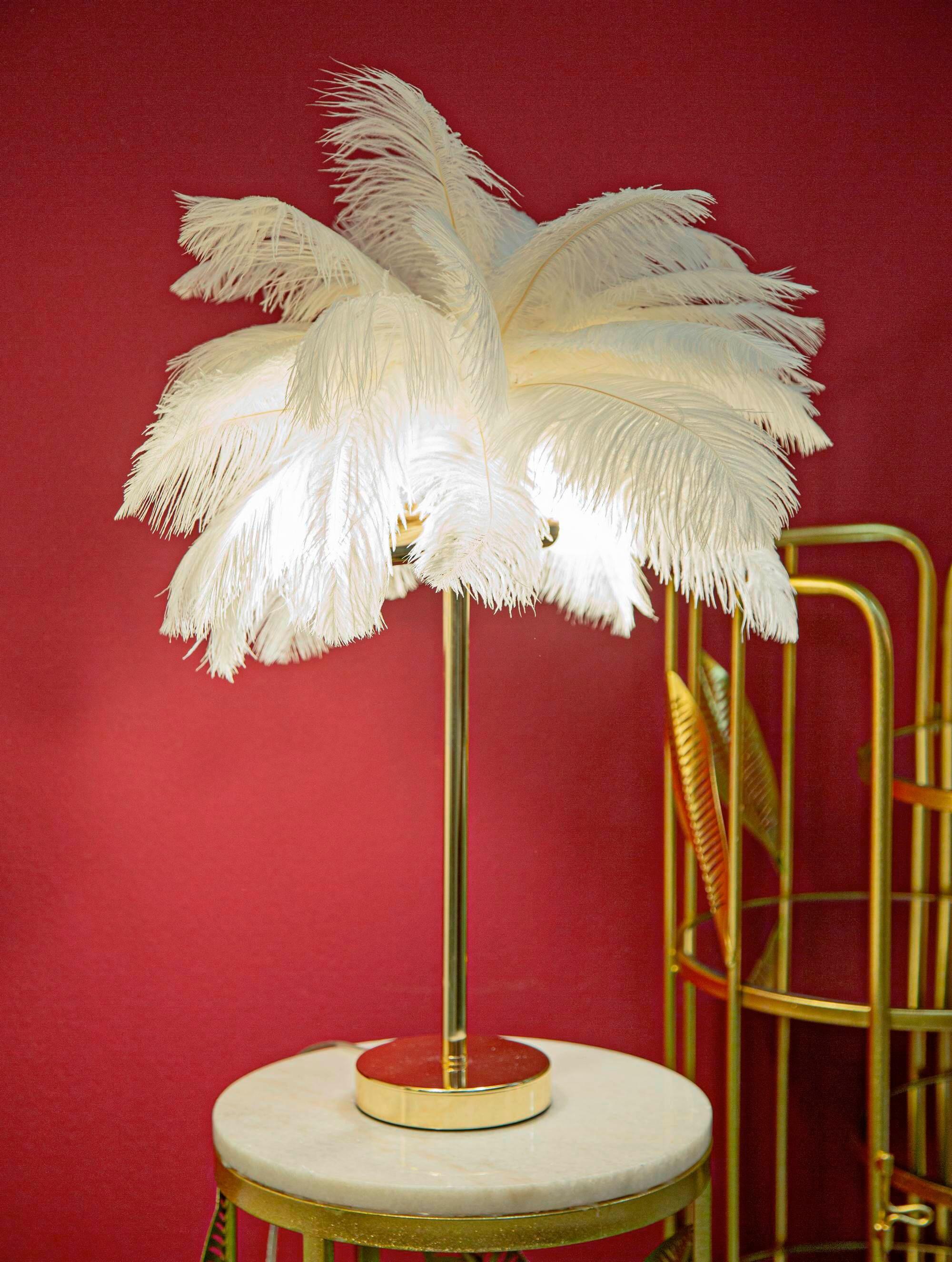 Tischleuchte Palm White Weiß, Goldfarben B: 40 cm - Goldfarben/Weiß, Basics, Kunststoff/Metall (40/55/40cm)