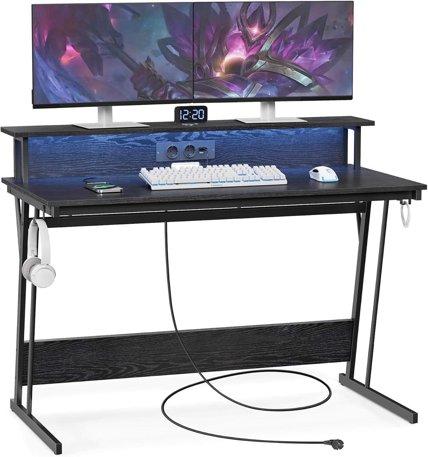 PC stůl LWD192B56V1 - černá, Trend, kov/kompozitní dřevo (120/60/91cm) - MID.YOU
