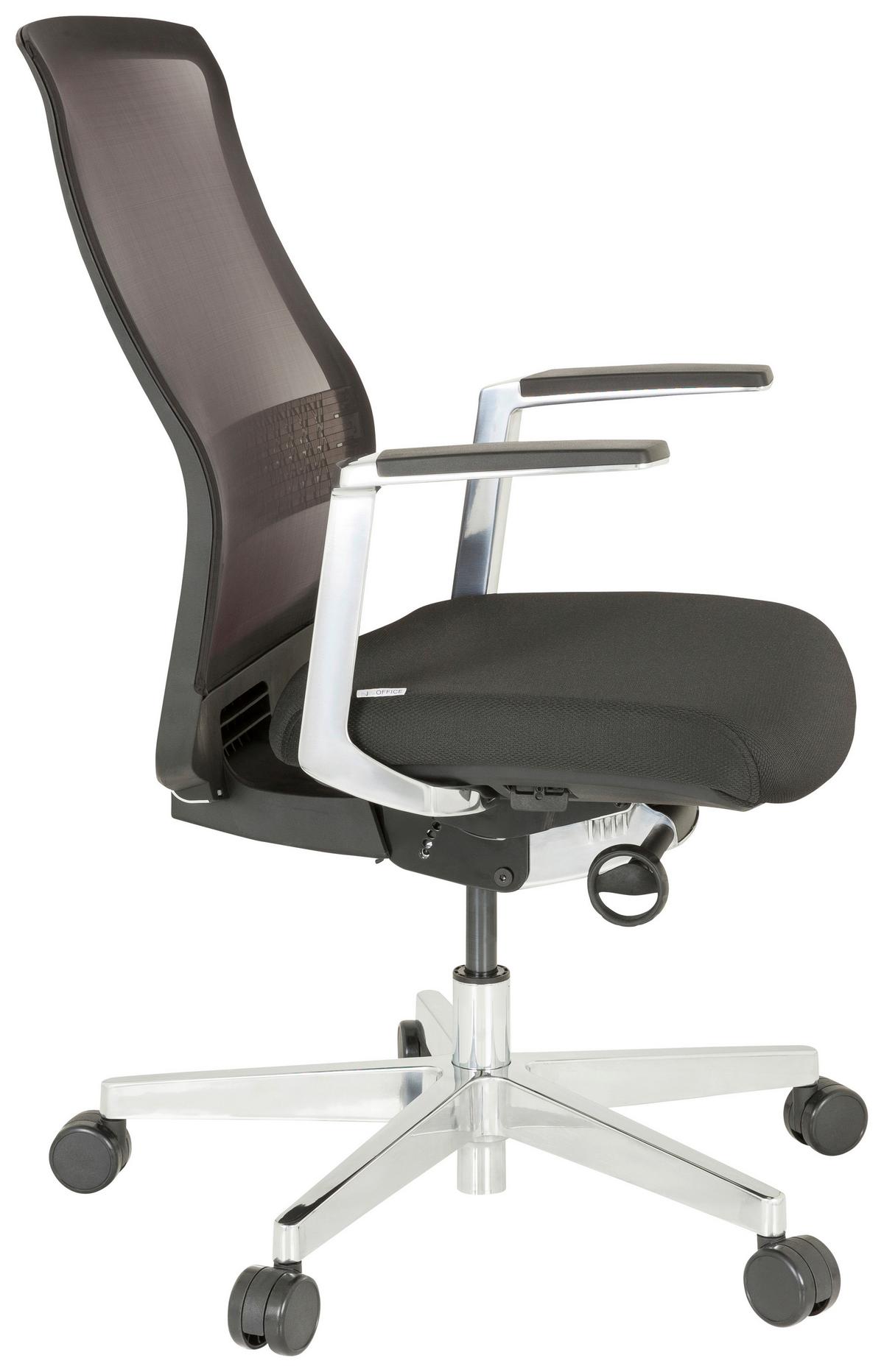 Drehstuhl Fountaine Pro Schwarz - Silberfarben/Schwarz, MODERN, Kunststoff/Textil (64/112/66cm) - MID.YOU