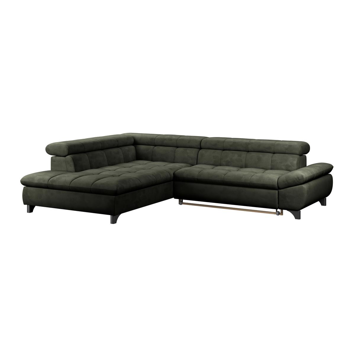 Ecksofa Gemini Waldgrün, B: 234cm - Chromfarben/Dunkelgrün, KONVENTIONELL, Textil (234/312cm)