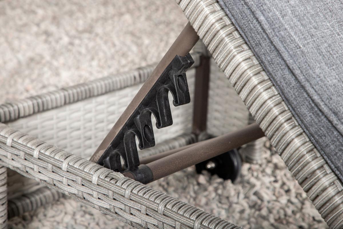 Sonnenliege London Kunststoff verstellbar - Grau, KONVENTIONELL, Kunststoff/Textil (60/32/196cm) - Gardenson