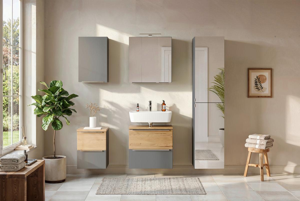 Spiegelschrank Verona Grau B: 40cm - Wildeiche/Weiß, Trend, Holzwerkstoff (40/180/35cm) - Held