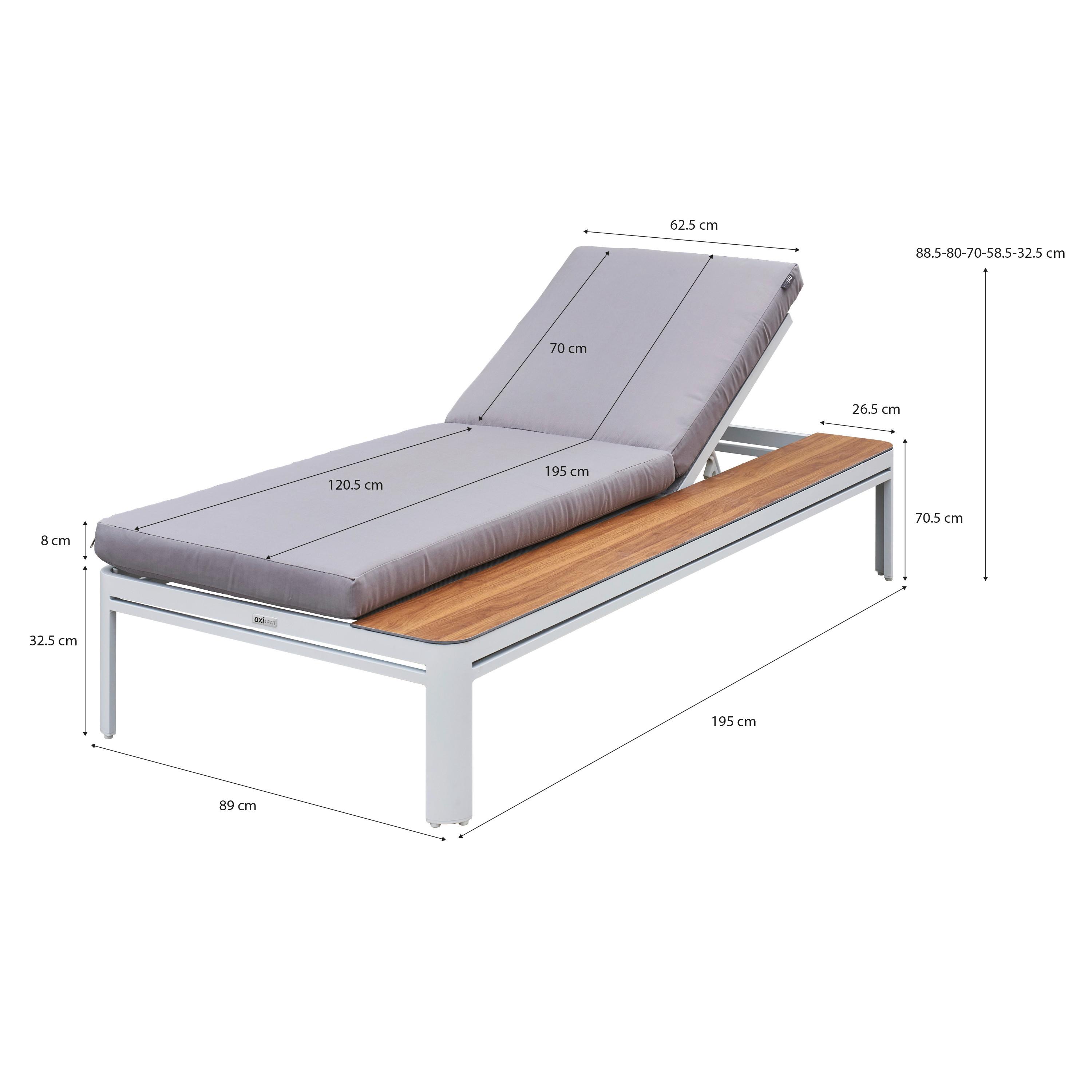 Gartenliege Kira - Eichefarben/Weiß, LIFESTYLE, Textil/Metall (200/89/32,5cm) - Ambia Garden