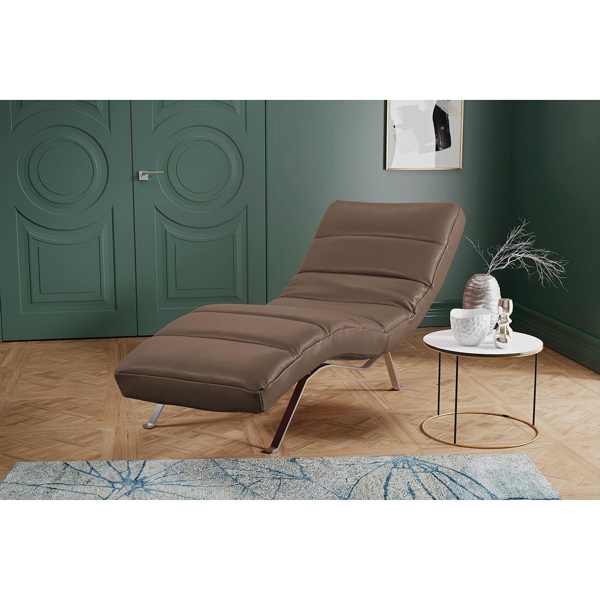 Relaxliege Swing Silver Dunkelbraun B: 65 cm - Dunkelbraun/Silberfarben, Design, Leder (65/65-95/171cm) - Livetastic