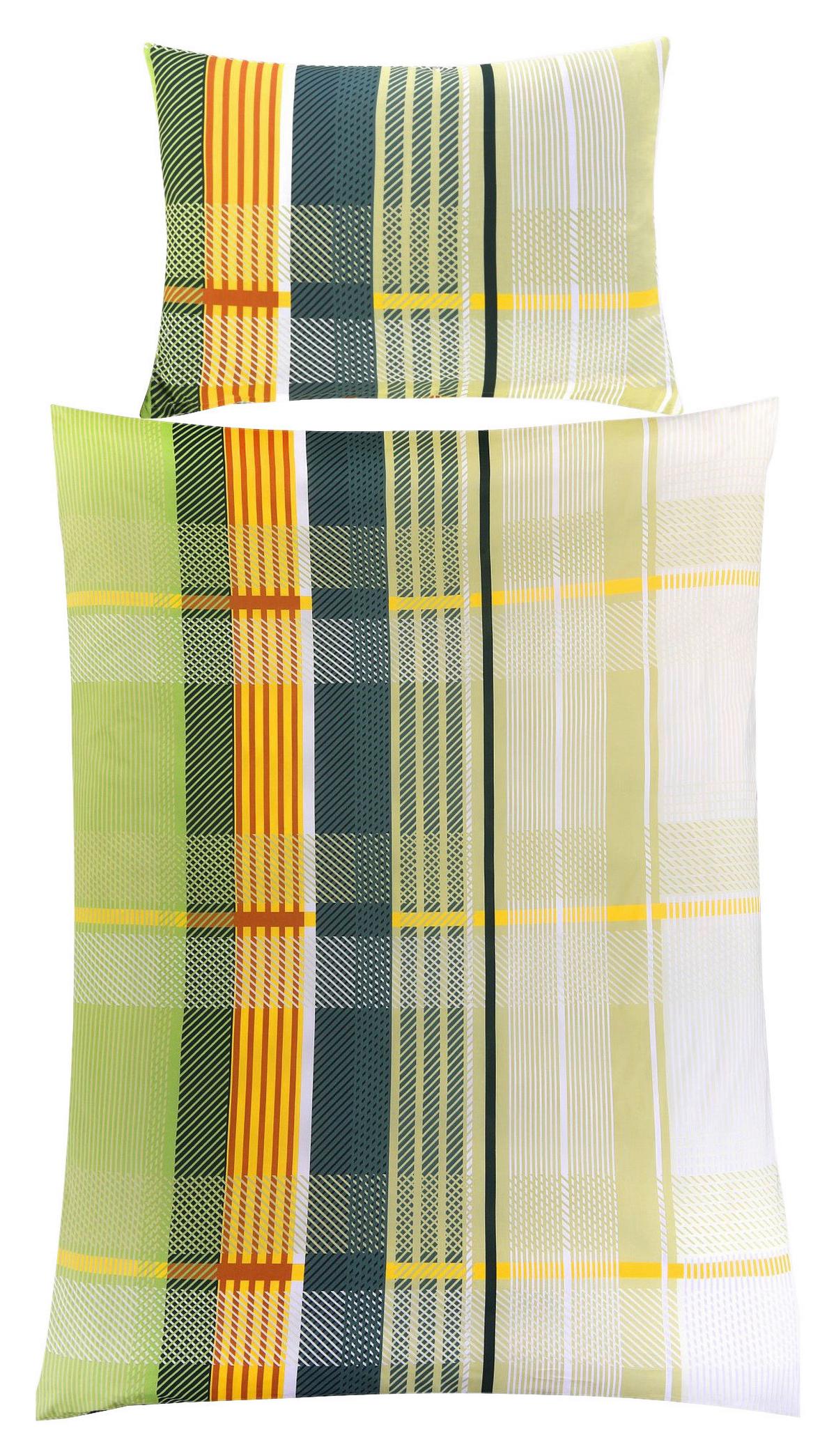 Bettwäsche Ramona - Dunkelgrün/Hellgelb, MODERN, Textil - Luca Bessoni