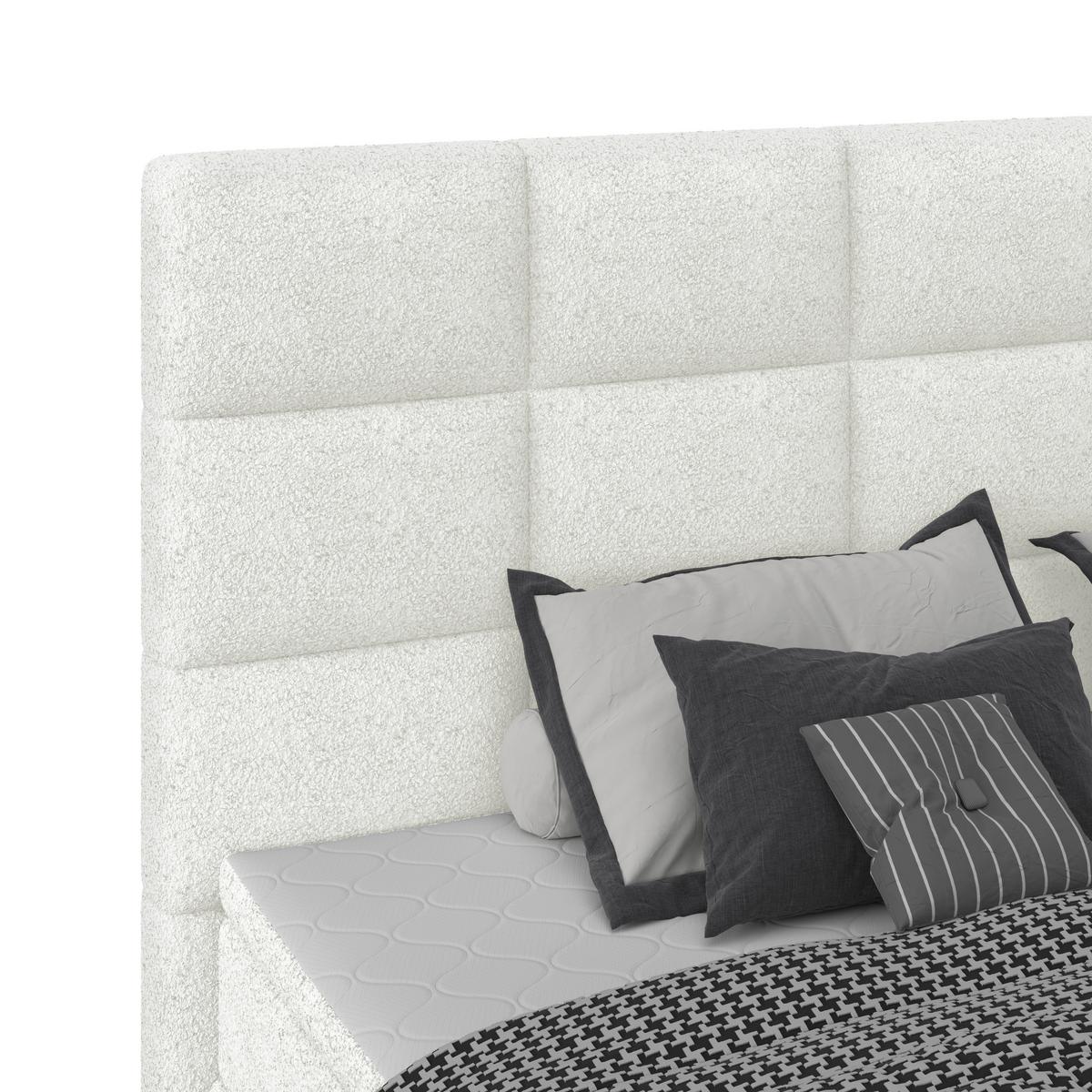 Polsterbett Alba Boucle Weiß, 180x200 Cm - Schwarz/Weiß, Trend, Textil (180/200cm)