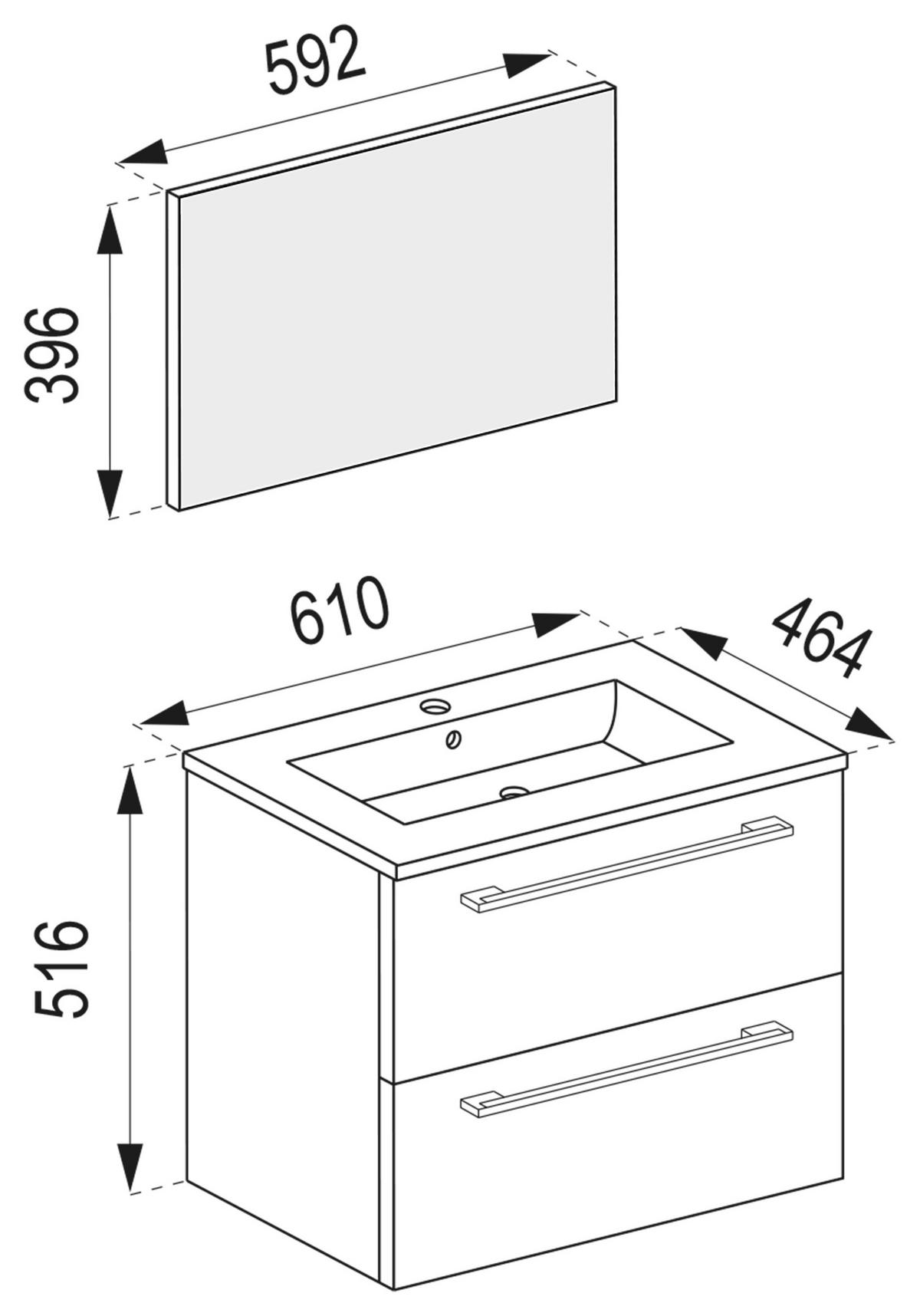 Badezimmer Badinos 5-Teilig Schwarz B: 126 cm - Schwarz/Weiß, MODERN, Keramik/Holzwerkstoff (127cm) - MID.YOU