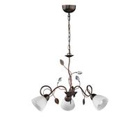 Kronleuchter Traditio H: 150cm 3-Flammig mit Alabasterglas - Rostfarben/Braun, Natur, Glas/Metall (70/150cm) - Trio Leuchten