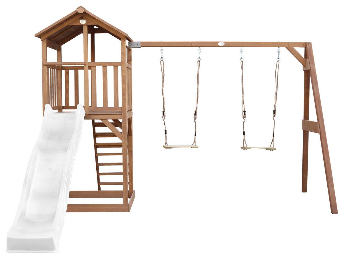Spielturm A025.122.90 - Braun/Weiß, KONVENTIONELL, Holz/Kunststoff (356,6/241,9/349cm) - Ambia Garden