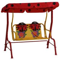 Kinder-Hollywoodschaukel Stahl, Rot - Rot, MODERN, Textil/Metall (115/118/75cm) - Siena Garden