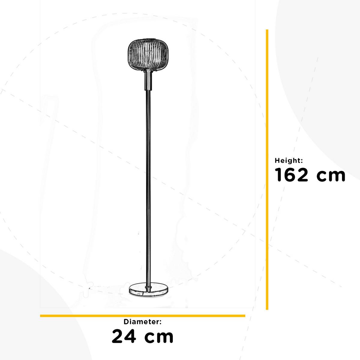 Stehleuchte Doroty Bernsteinfarben Shara L: 24 cm - Bernsteinfarben/Sahara, KONVENTIONELL, Glas/Kunststoff (24/24/162cm)