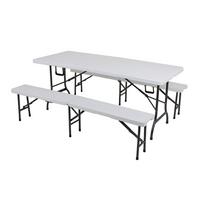 Biertischgarnitur Mufaro - Schwarz/Weiß, Basics, Kunststoff/Metall - Gardenson