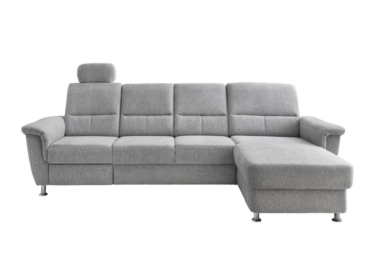 Ecksofa mit Relaxfunktion Parole Silberfarben Chenille - Chromfarben/Silberfarben, KONVENTIONELL, Textil (292/165cm) - Livetastic
