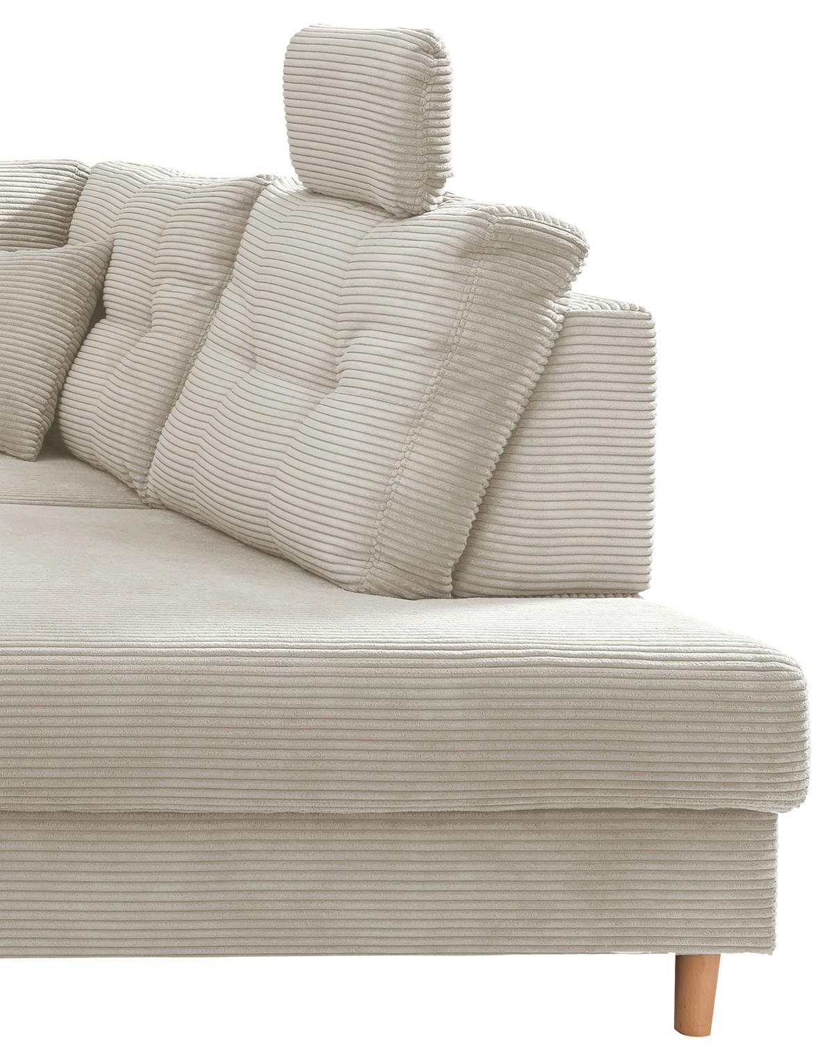 Wohnlandschaft Brizzini mit Schlaffunktion, Beige - Beige/Naturfarben, MODERN, Textil (176/338-352/206cm) - Livetastic