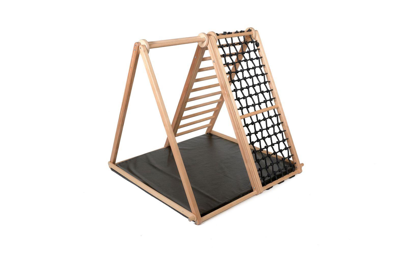 klappbares Klettergerüst mit Sicherheitsmatte - Birkefarben/Schwarz, Basics, Holz (105/110/100cm) - CLIFF