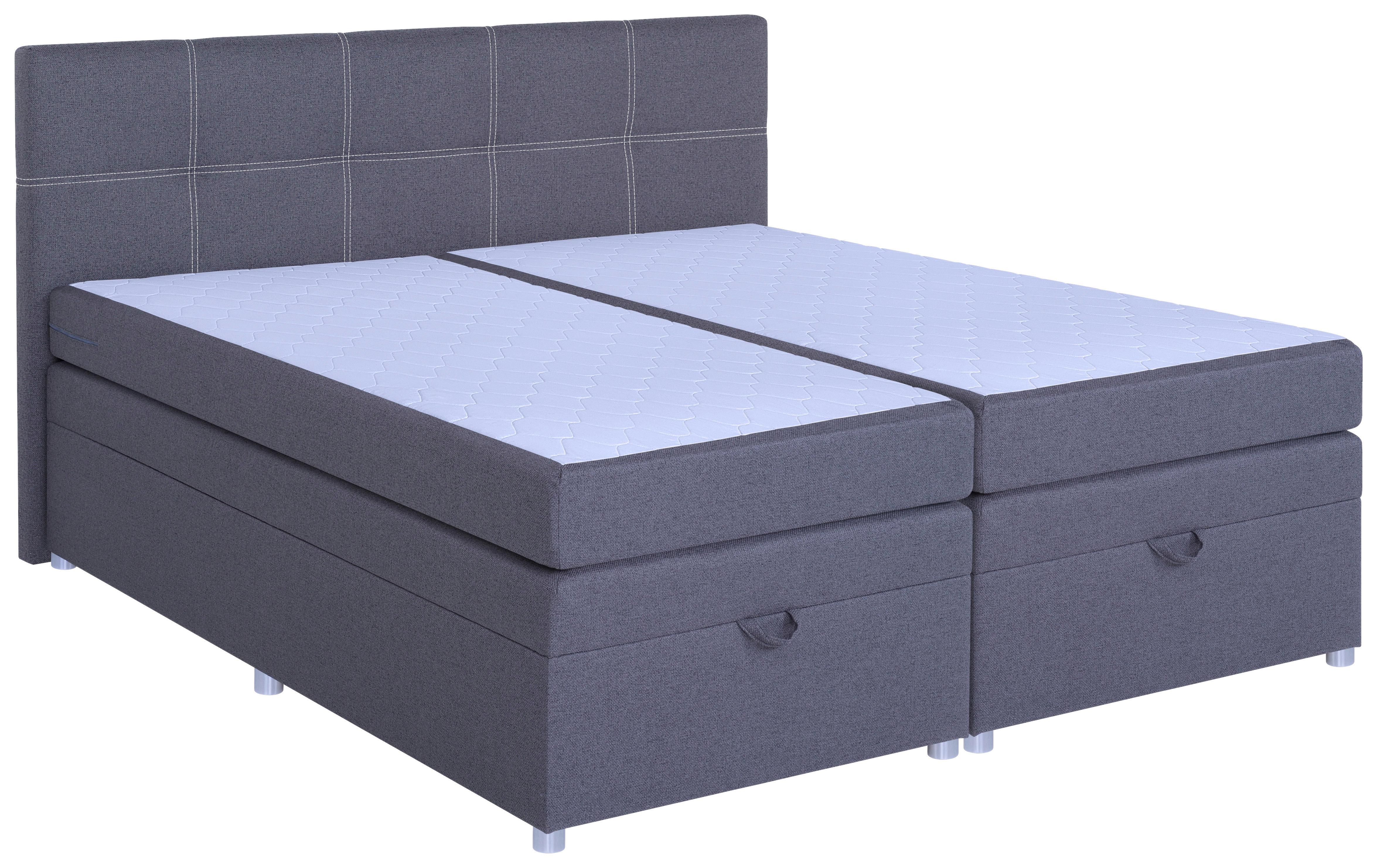 Boxspringbett Royal 180x200 Dunkelgrau - Chromfarben/Dunkelgrau, MODERN, Holzwerkstoff/Textil (180/200cm)