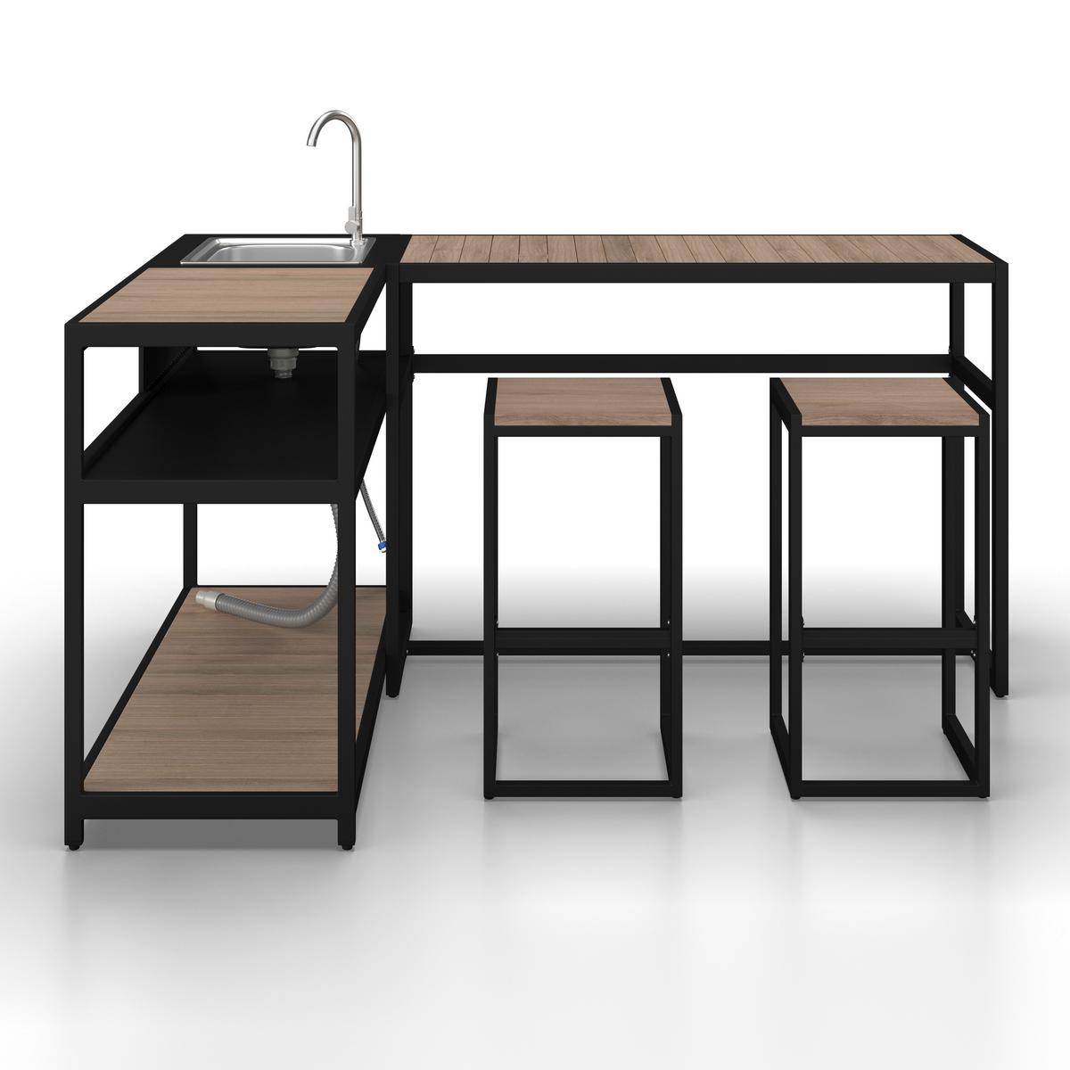 VENKOVNÍ KUCHYNĚ DELIA - černá/přírodní barvy, Moderní, kov/plast - Bessagi Garden