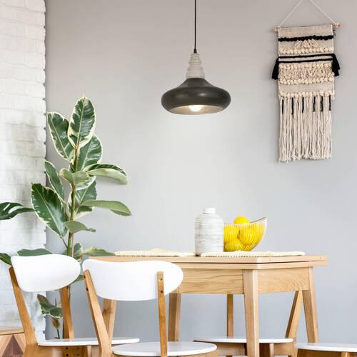 Hängeleuchte Pinhead H: 120 cm 1-Flammig - Anthrazit, KONVENTIONELL, Holz/Metall (26/120cm) - Näve
