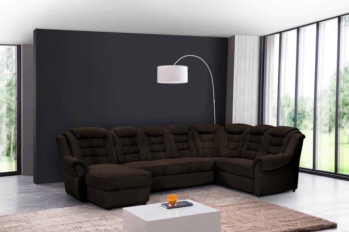 Wohnlandschaft Boston Braun Chenille - Schwarz/Braun, KONVENTIONELL, Textil (165/333/216cm) - Livetastic