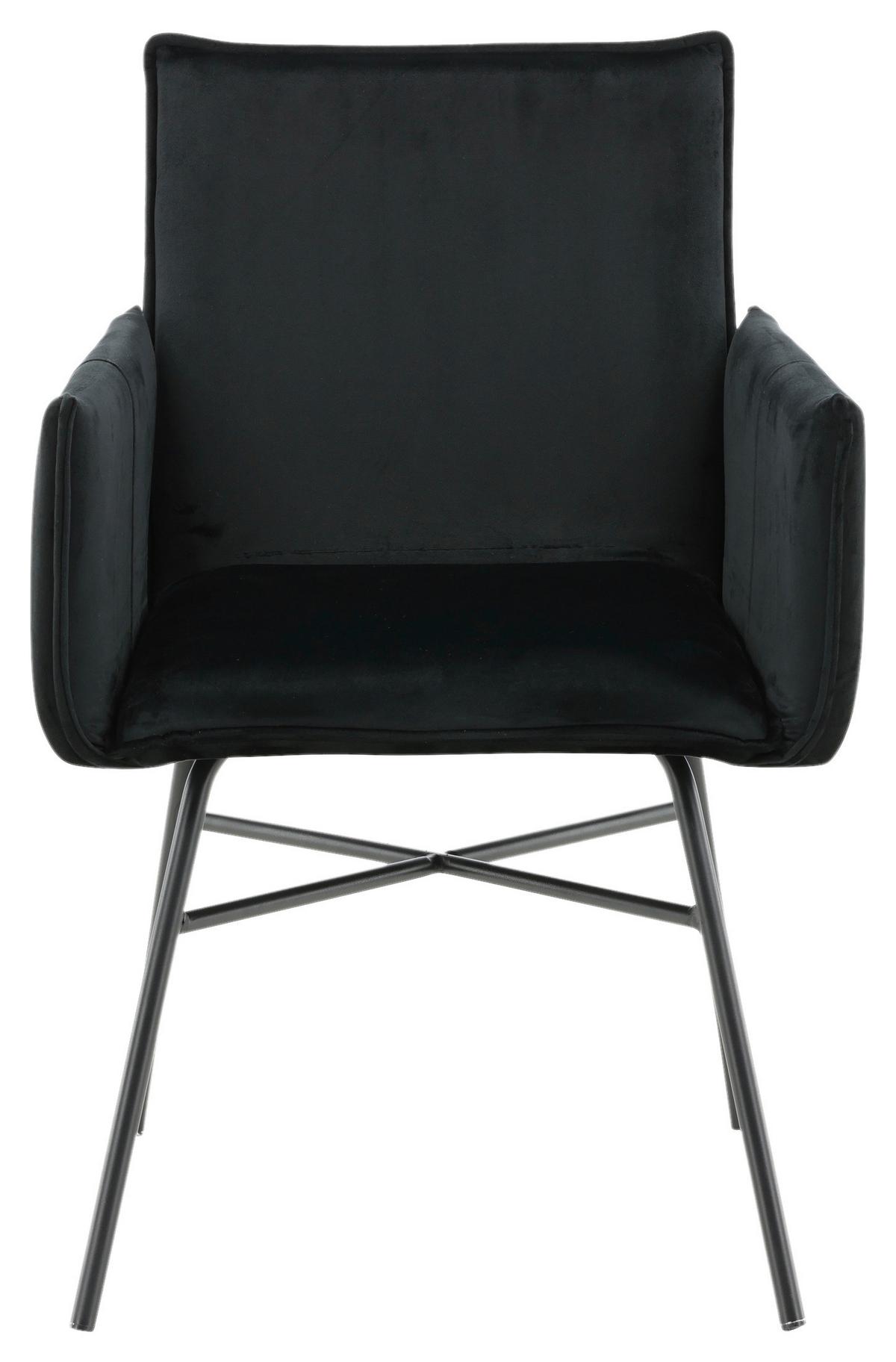 Stuhl Petra - Schwarz, Design, Textil/Metall (57/87/60cm) - Livetastic