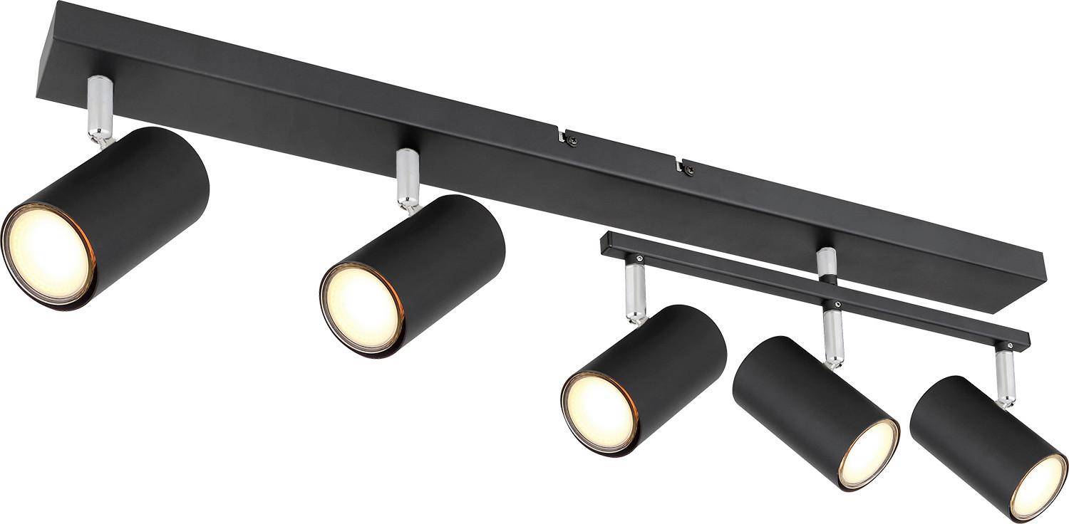 Strahler 5-Flammig verstellbar L: 70 cm - Schwarz, Design, Metall (70/35/17cm) - Globo