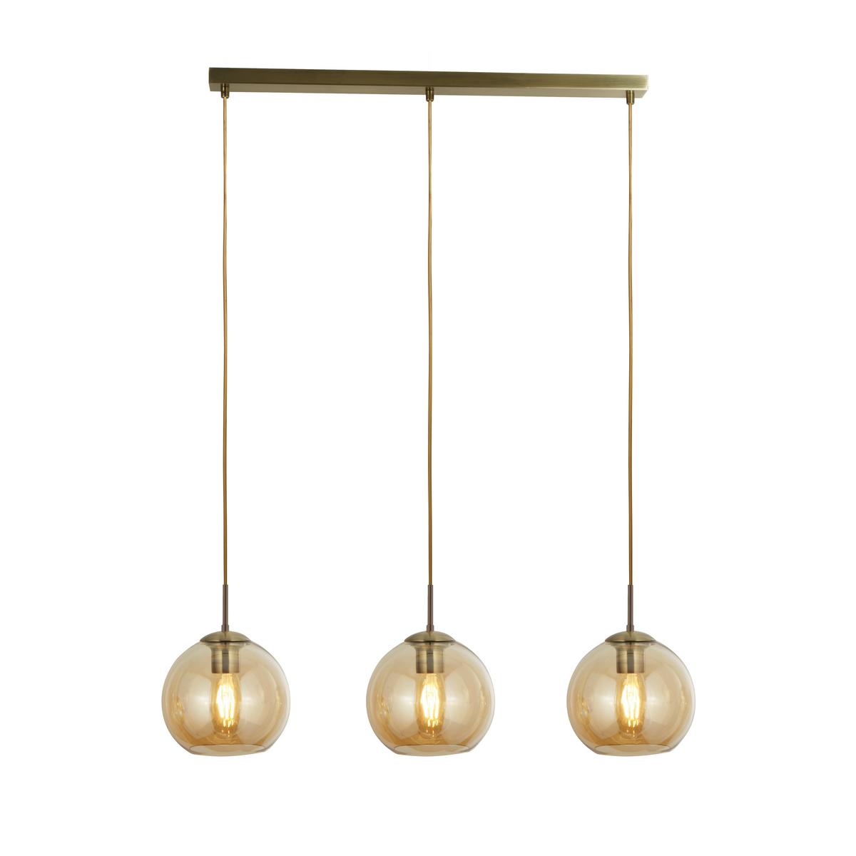 Hängeleuchte Balls H: 150 Cm 3-Flammig, Höhenverstellbar - Messingfarben/Bernsteinfarben, KONVENTIONELL, Glas/Metall (86/20/150cm)