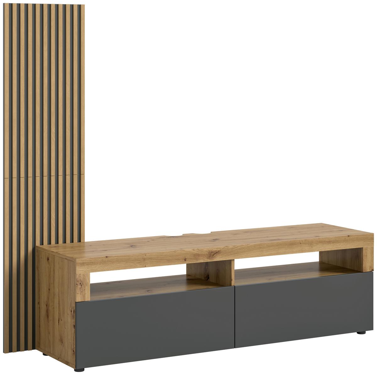 NÍZKA KOMODA OKAI - antracitová, Konventionell, kompozitné drevo/plast (160/90/45cm) - MID.YOU