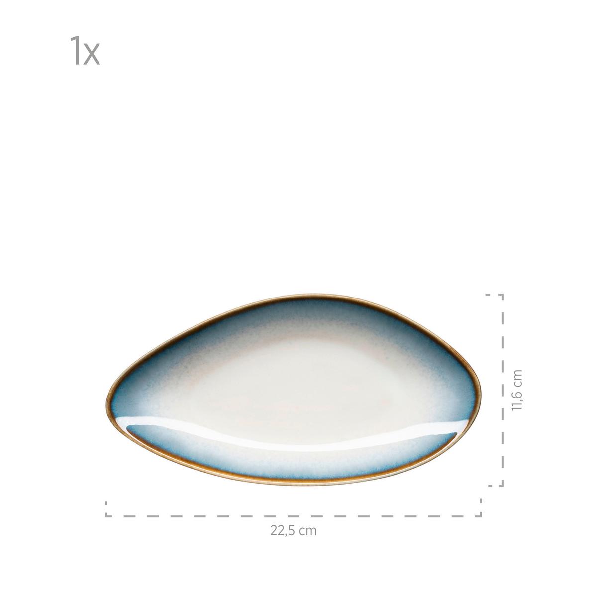 Servierplatte Aus Steinzeug La Sinfonia 3--Teilig. Oval - Weiß/Hellblau, Basics, Keramik (36,5/12,5/21,5cm) - Mäser