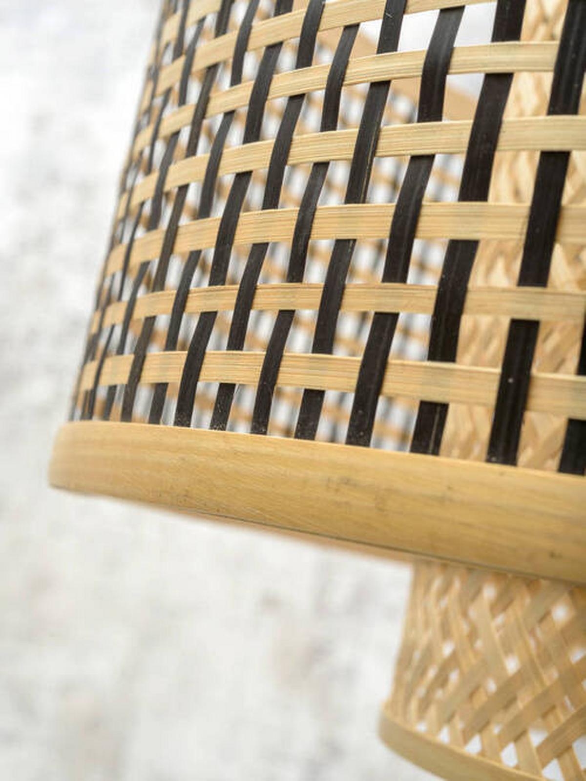 Stehleuchte Bhutan/F/Ad/B/5030/Bn - Schwarz/Naturfarben, Trend, Holz (176/30/75cm) - Good & Mojo