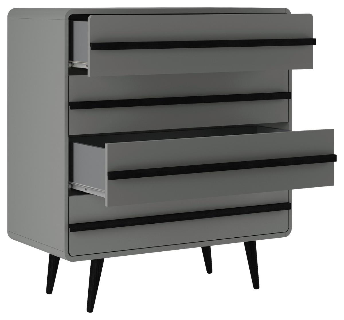 Kommode Chantal Grau 80 cm - Schwarz/Grau, Design, Holzwerkstoff (80/88/39cm) - MID.YOU