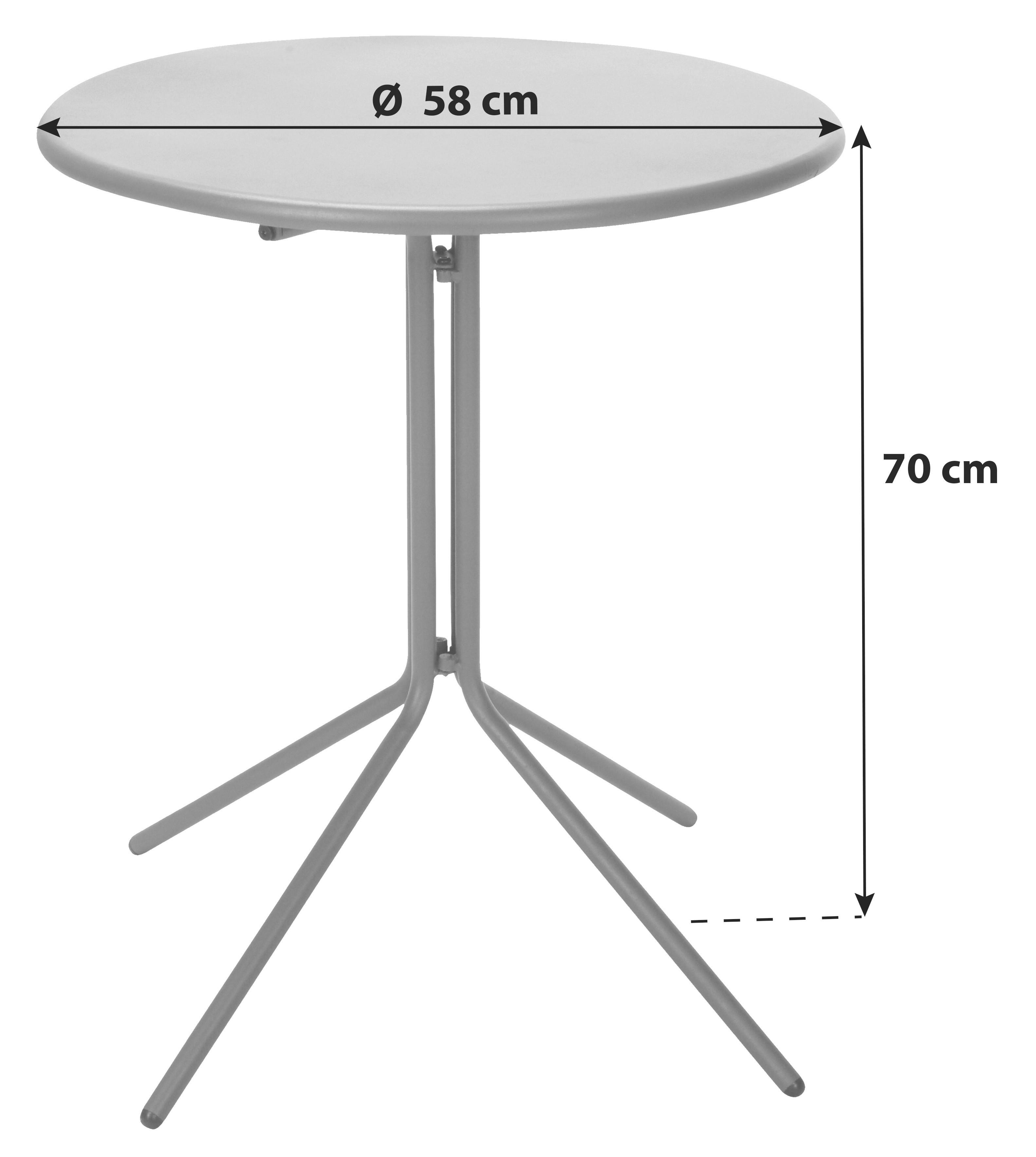 Gartentisch Klappbar Severin Stahl D: 58 cm - Dunkelgrau, Basics, Metall (58/70cm)