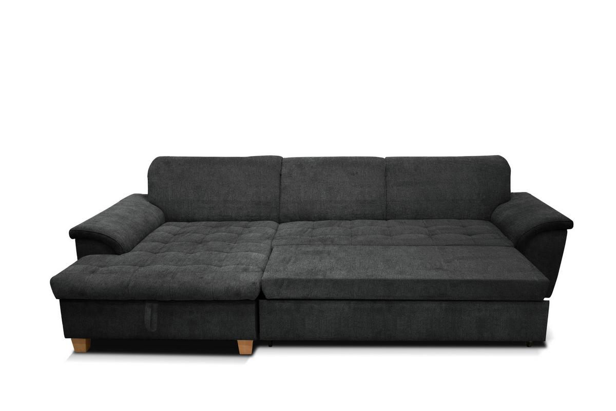 Ecksofa Mit Schlaffunktion & Bettkasten Franzi Dunklegrau - Eichefarben/Dunkelgrau, KONVENTIONELL, Textil (170/279cm) - MID.YOU