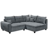 Ecksofa Mit Schlaffunktion + Kissen Lea, Polyester-Nylon - Anthrazit/Schwarz, Basics, Holzwerkstoff/Textil (248/176cm) - MID.YOU