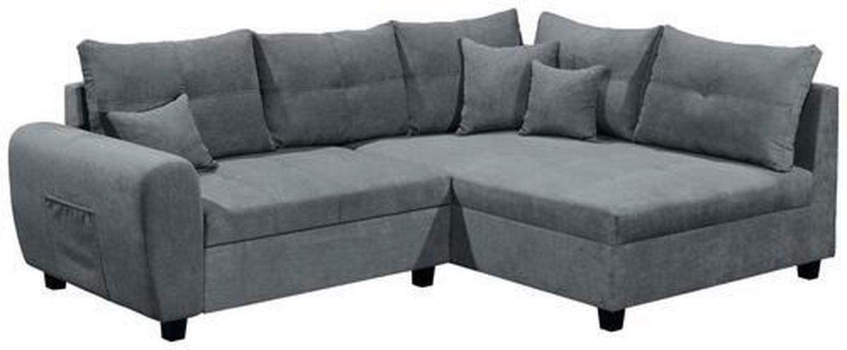 Ecksofa Mit Schlaffunktion + Kissen Lea, Polyester-Nylon - Anthrazit/Schwarz, Basics, Holzwerkstoff/Textil (248/176cm) - MID.YOU