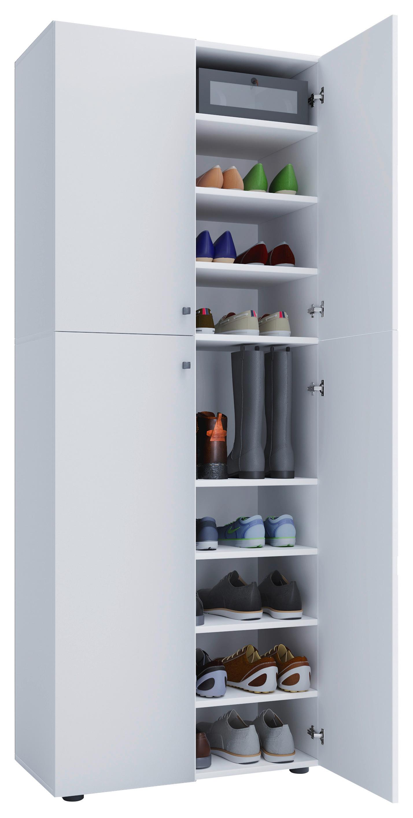 Schuhschrank Lona XXL 9 Fächer Weiß Dekor