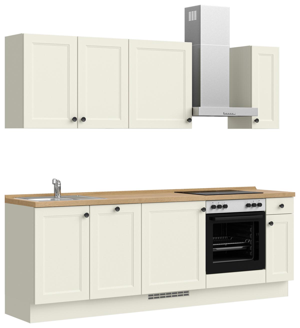 Kuchyňská linka 240 cm, bílá - bílá/barvy dubu, Moderní, kov/kompozitní dřevo (240cm) - Nobilia