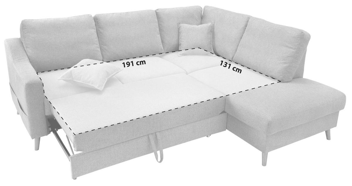 Ecksofa mit Schlaffunktion Valentina mit Kissen Rosa - Rosa/Naturfarben, KONVENTIONELL, Textil (230/200cm) - P & B