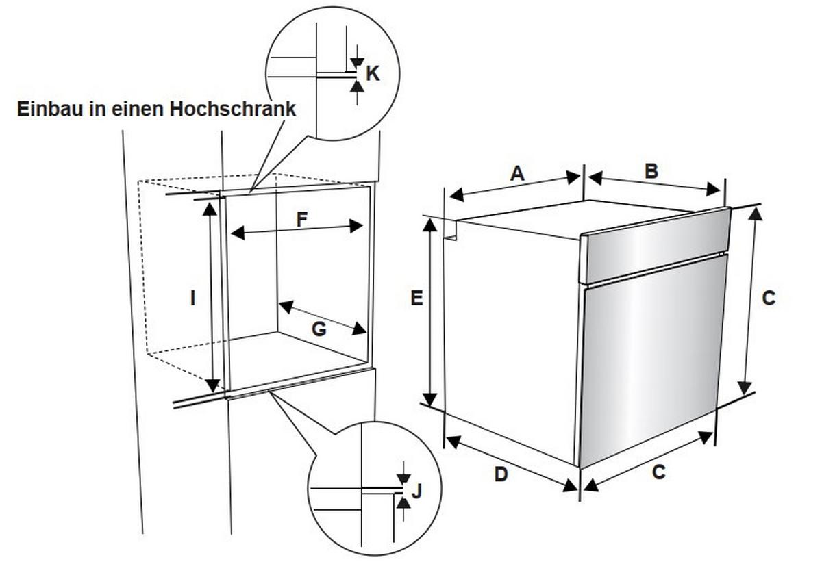 Einbaubackofen Boahsd65 - Schwarz, Basics, Glas/Metall (59,5/59,5/57cm) - Mican