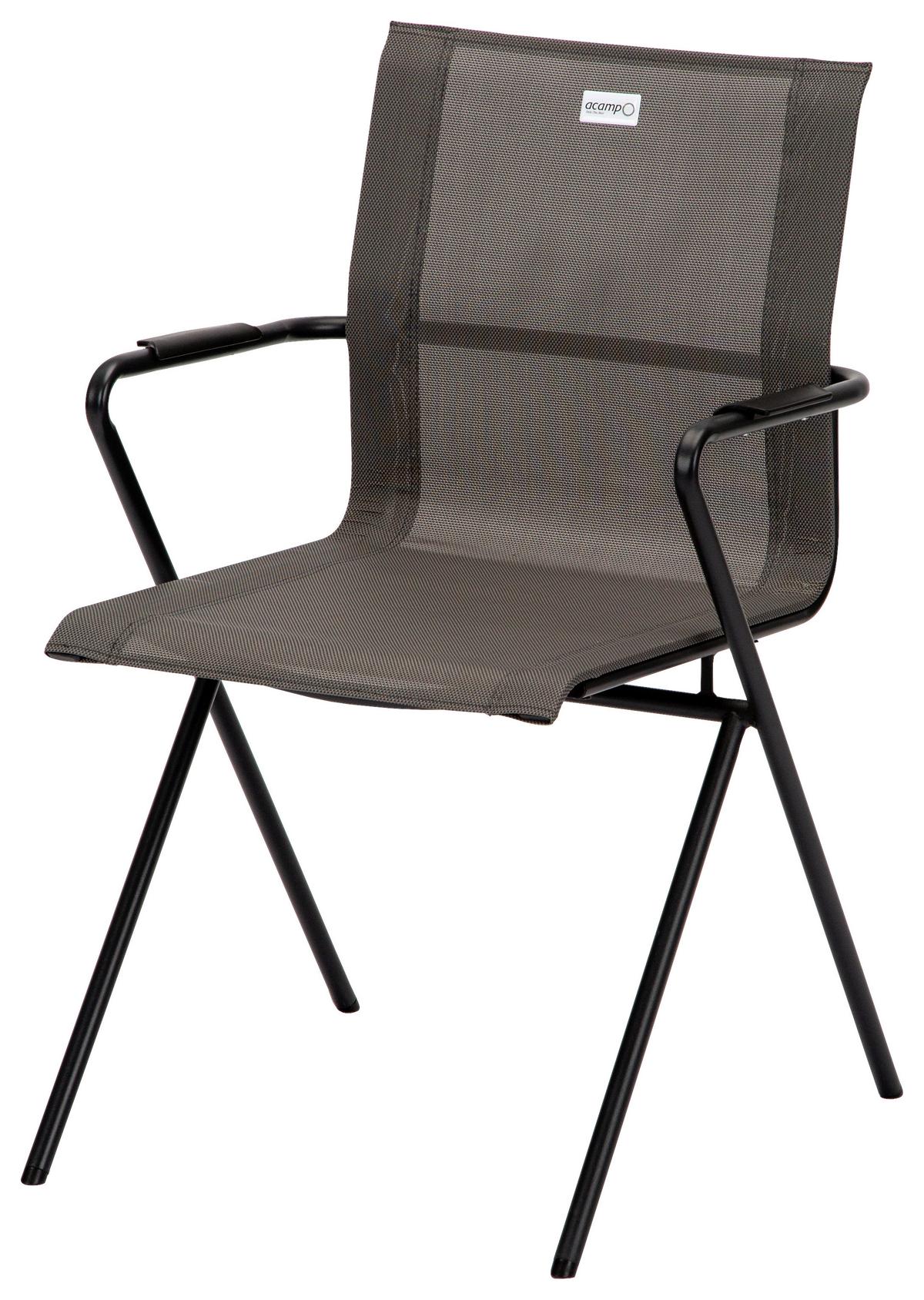 Gartenstuhl Stapelbar Alpha Stahl, Textil - Anthrazit/Schwarz, MODERN, Textil/Metall (55/83/57cm) - Acamp