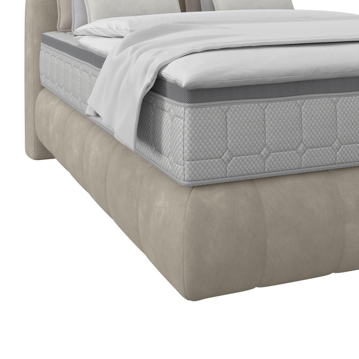 Boxspringbett Nobu Taupe, Lf: 140x200 cm - Taupe/Schwarz, Trend, Holz/Textil (140/200cm)