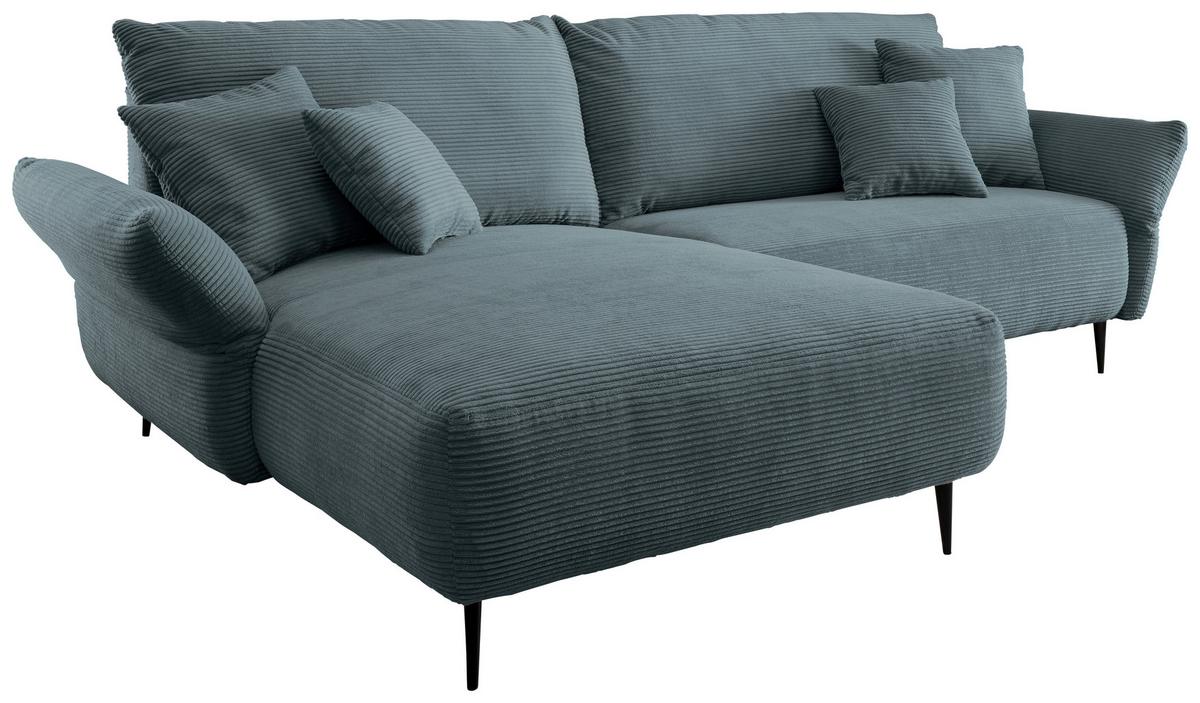 Ecksofa Vanilla Petrol S: 178x264-302 cm - Petrol/Schwarz, Design, Textil (178/264-302cm) - Livetastic