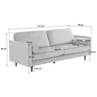 3-Sitzer-Sofa Janina Samt Grau - Schwarz/Grau, MODERN, Textil (211/88/89cm) - P & B