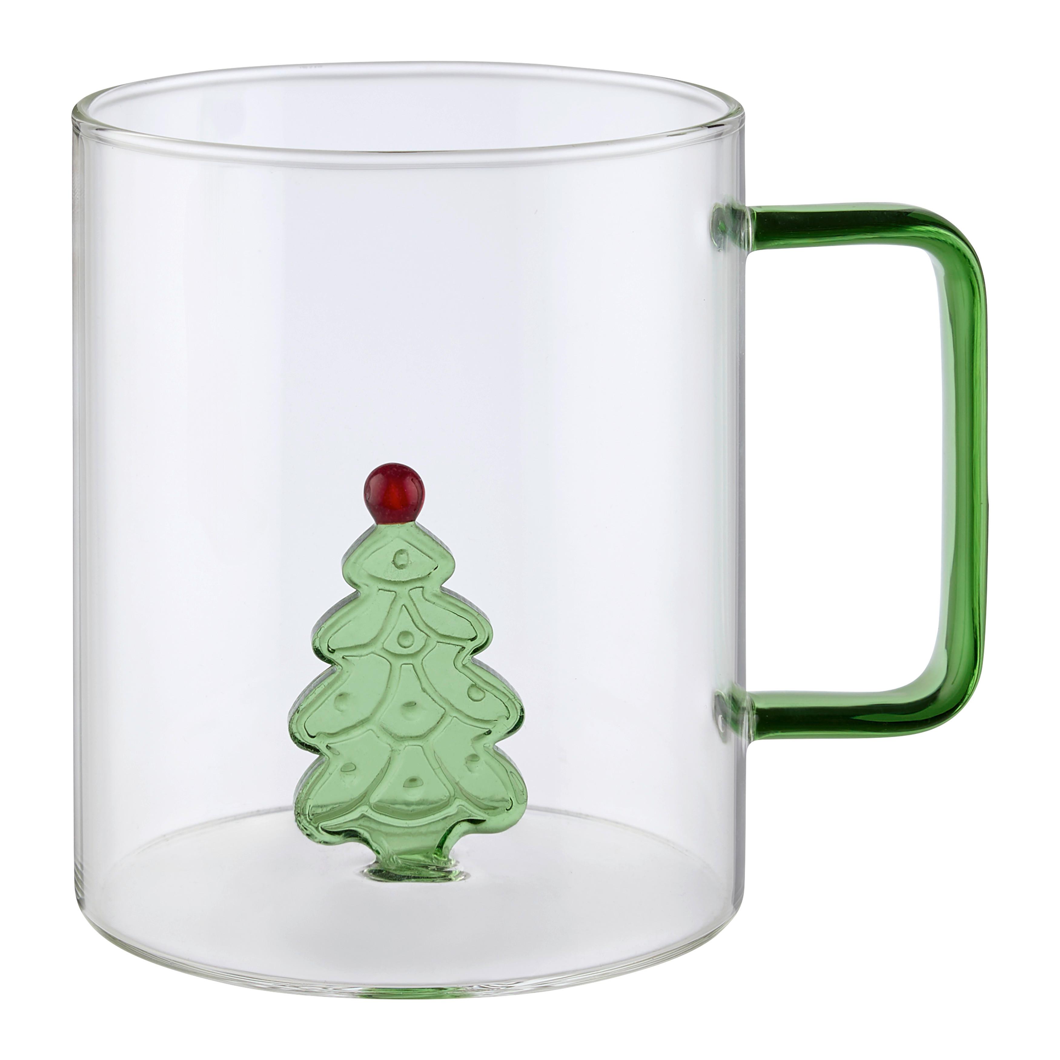Šálka CHRISTMAS -PAZ- - priehľadné/zelená, sklo (8/10cm) - Mömax