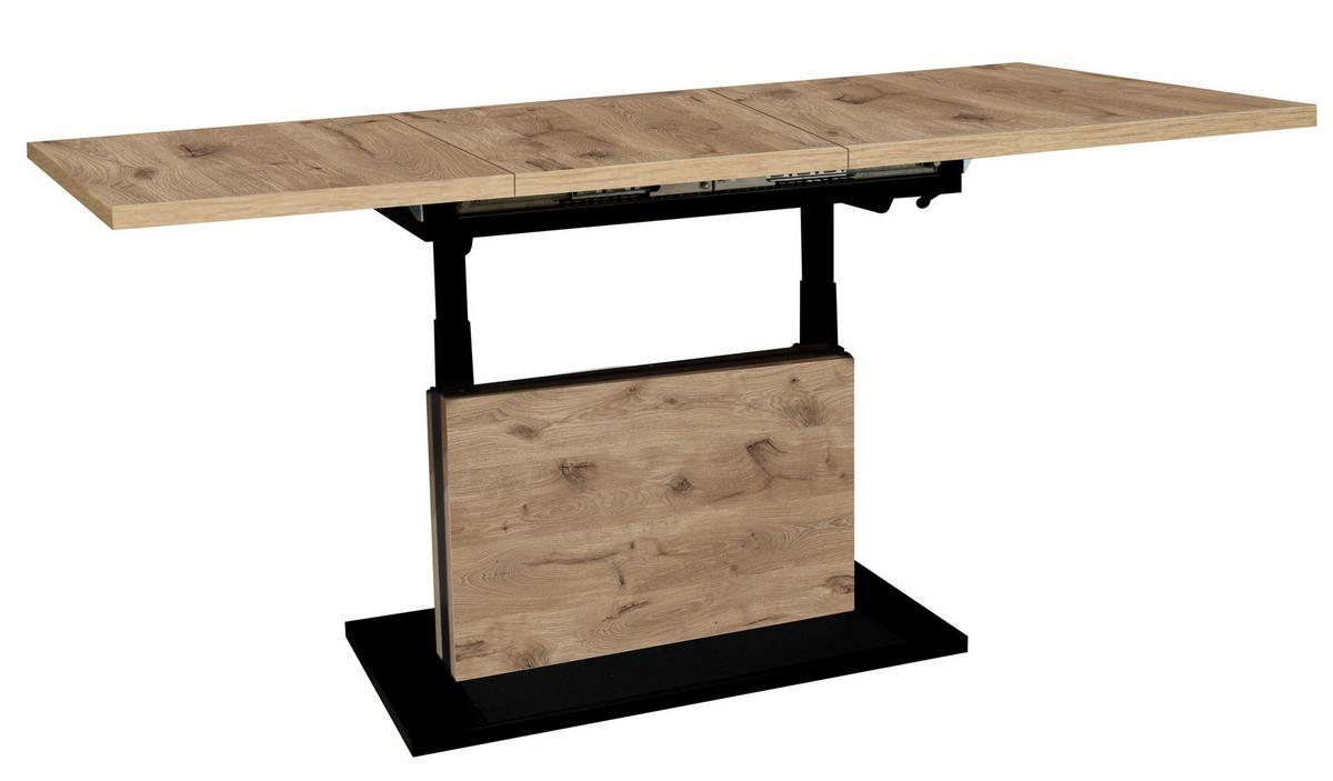 Couchtisch Lift Eichefarben/Schwarz B: 120 cm - Eichefarben/Schwarz, Design, Holzwerkstoff/Metall (120-160/56-75/70cm) - MID.YOU