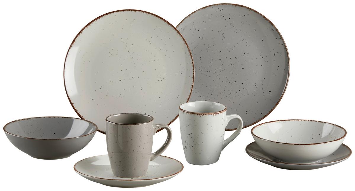 Kombiservice Lava  Keramik 4 Personen Geschirr Set Grau - Grau, LIFESTYLE, Keramik - Arte Viva