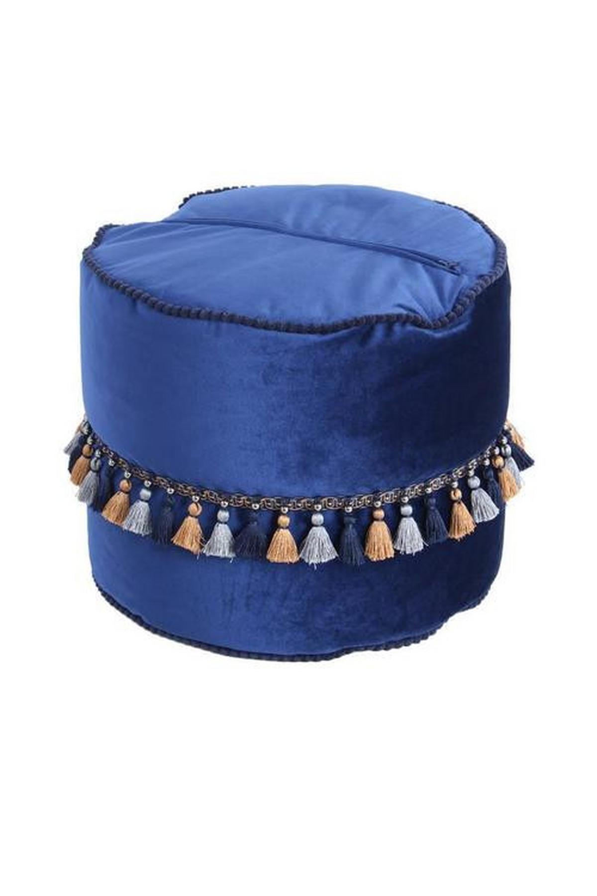 Pouf Taj Mahal Blau Dxh: 45x38 Cm Mit Reißverschluss - Blau/Goldfarben, LIFESTYLE, Textil (45/38/45cm) - Kayoom
