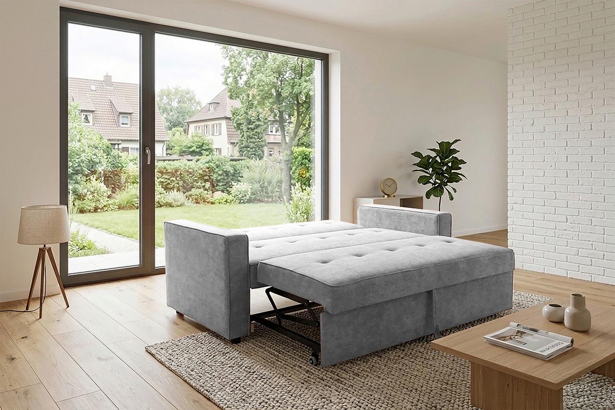 Třímístná pohovka HAZE, šedá - šedá, Trend, textil (162/90/89cm)