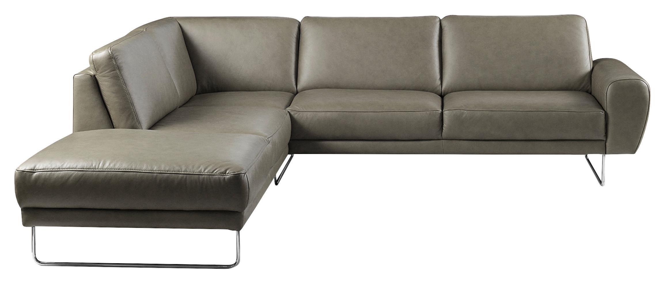 Ecksofa Spring Grau Chrom S: 250x273 cm - Chromfarben/Grau, Design, Leder (250/273cm) - Livetastic